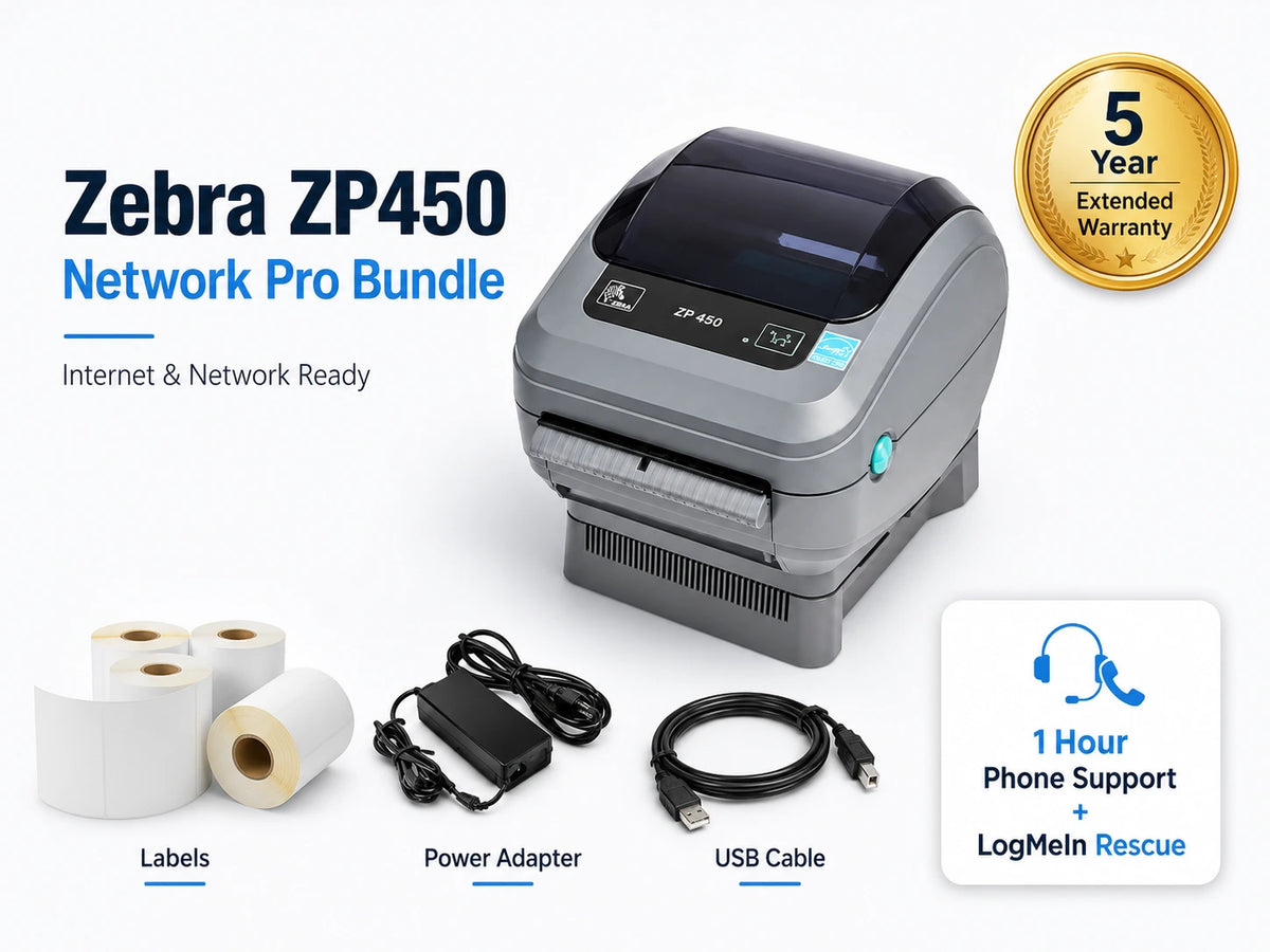 PRO Zebra ZP450 Thermal Shipping Label Printer EXTENDED WARRANTY - product photo - Thermal Printer Outlet