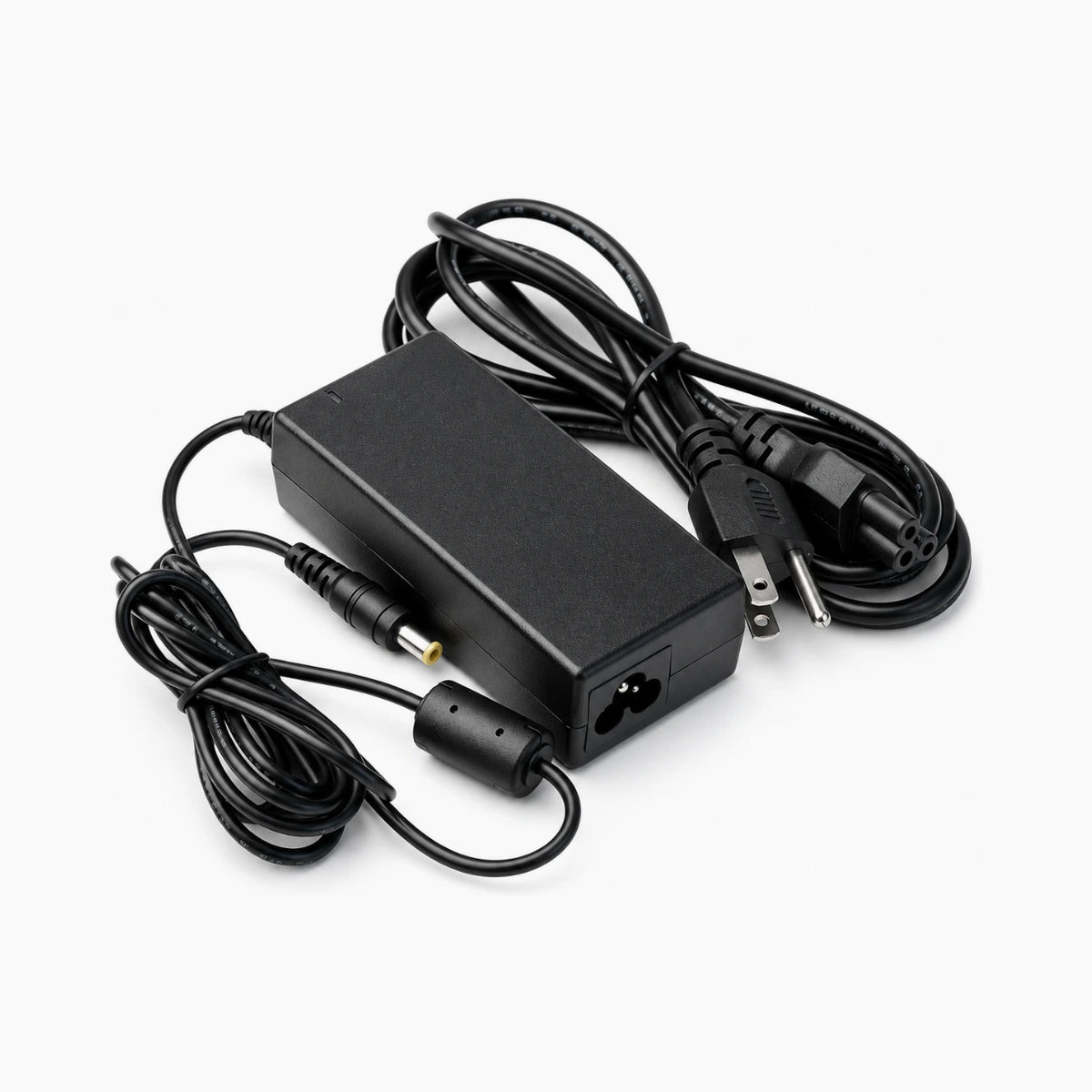 AC adapter with power cord angled view
