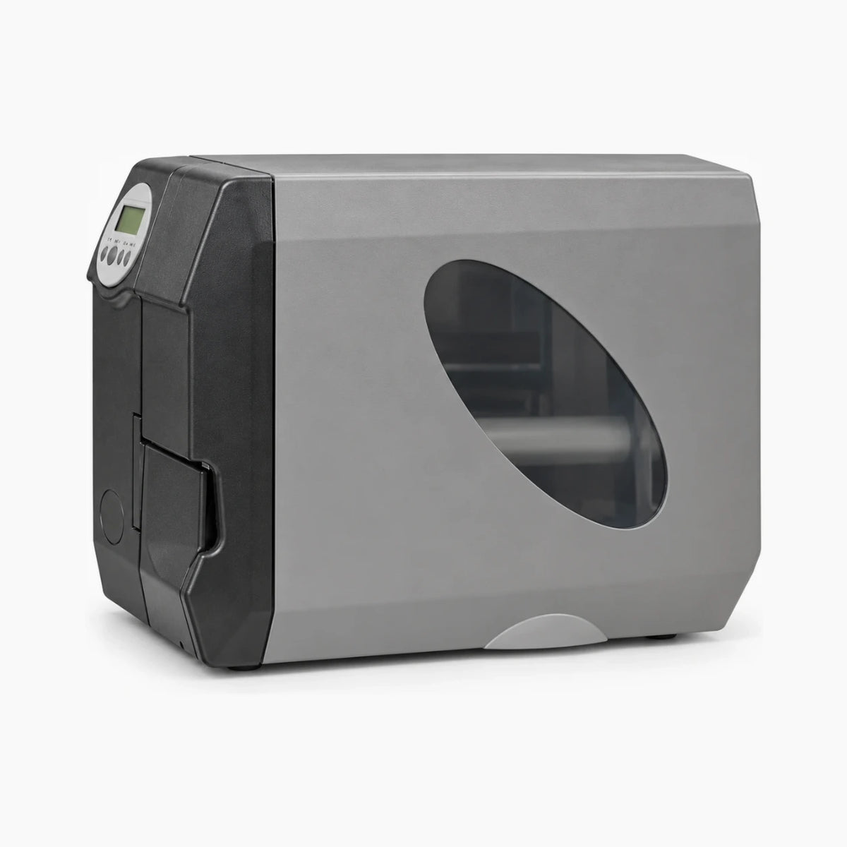 Avery Dennison 64-04 industrial barcode label printer, side view