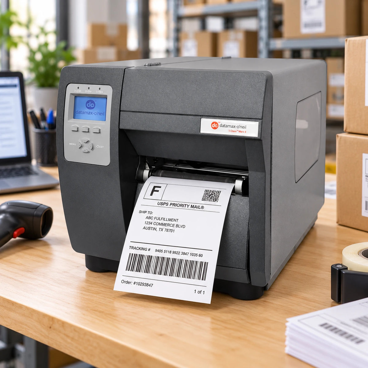 Datamax I-Class I-4606e Mark II industrial label printer in use
