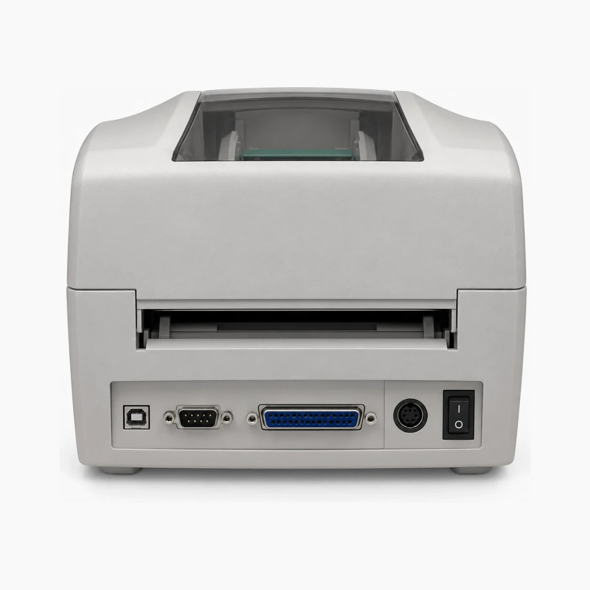 Intermec EasyCoder PF8t thermal label printer, rear view with ports