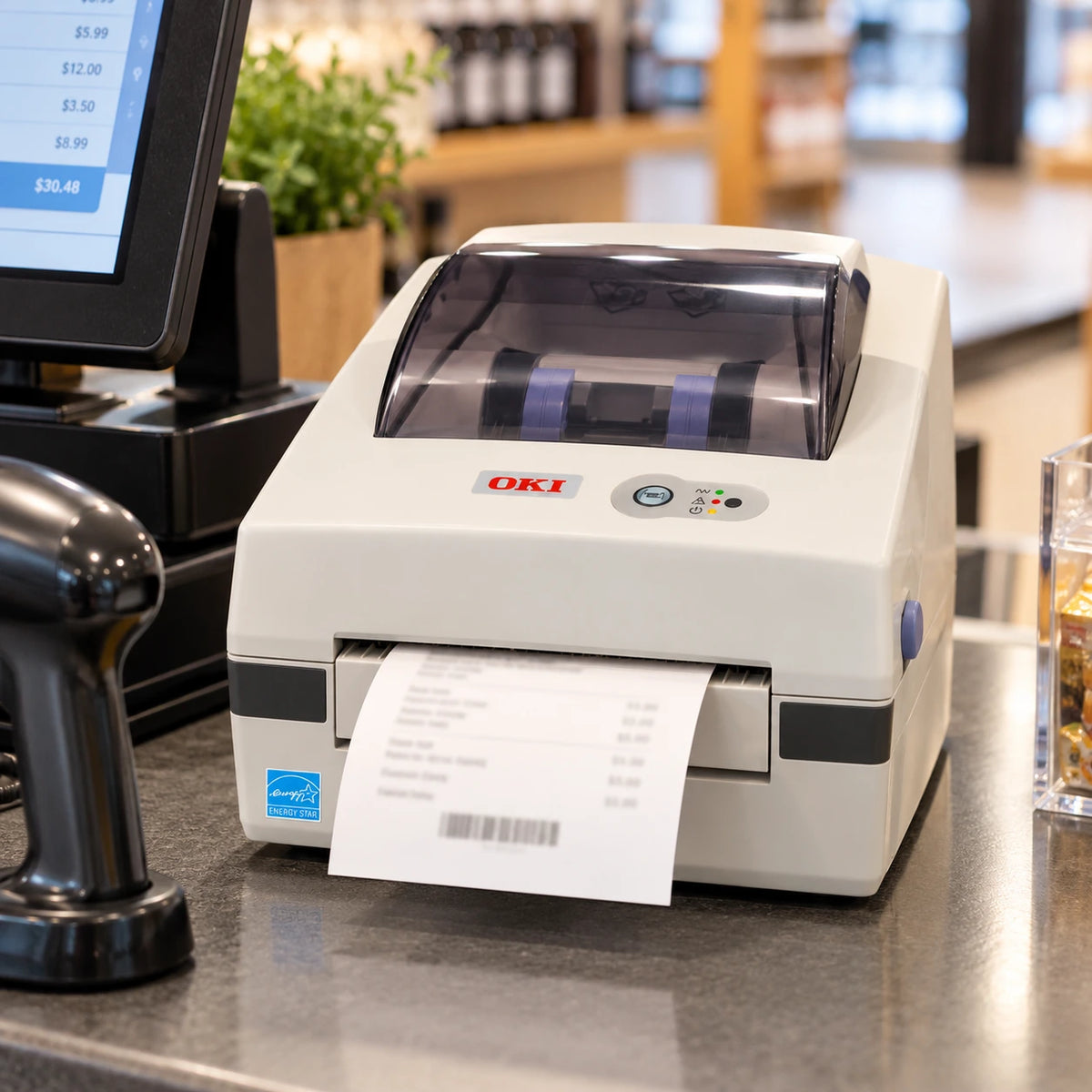 OKI LD620D thermal label printer in use