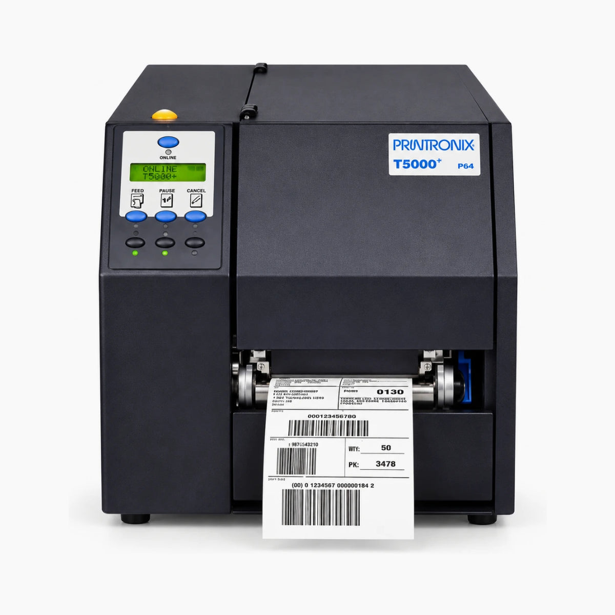 Printronix T5000 industrial thermal label printer, front view