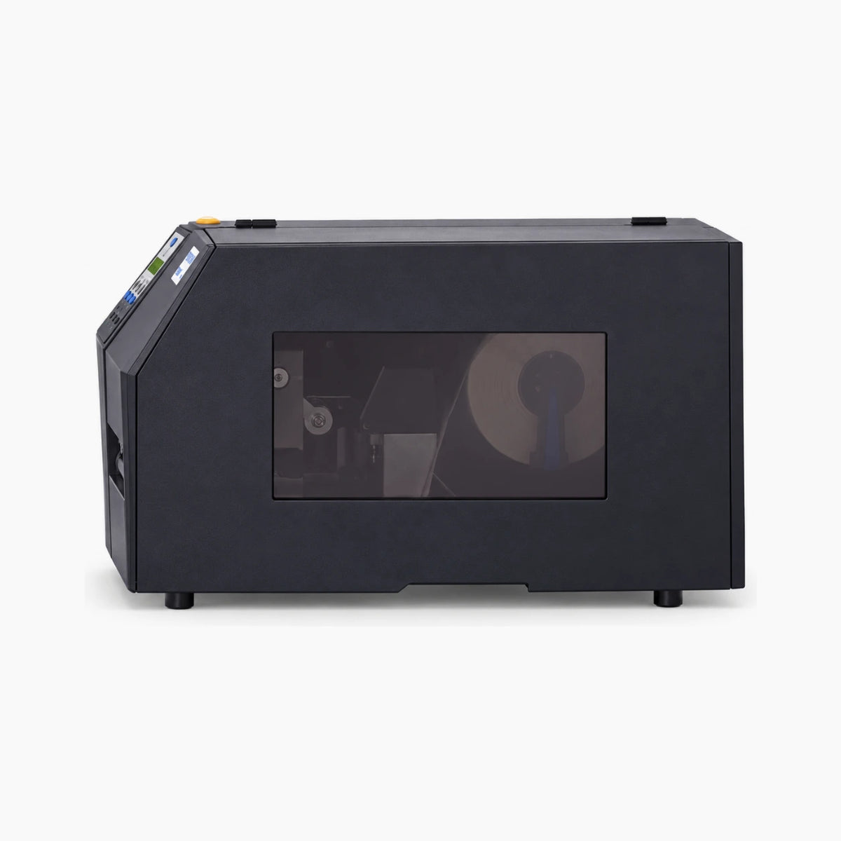 Printronix T5000 industrial thermal label printer, side view