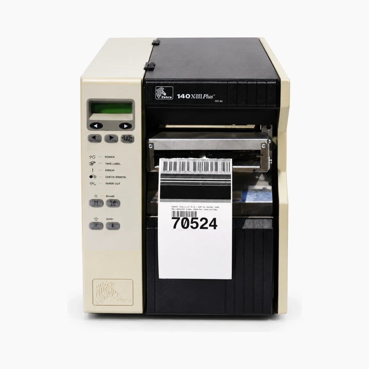 Zebra 140XiII Plus industrial thermal label printer front view