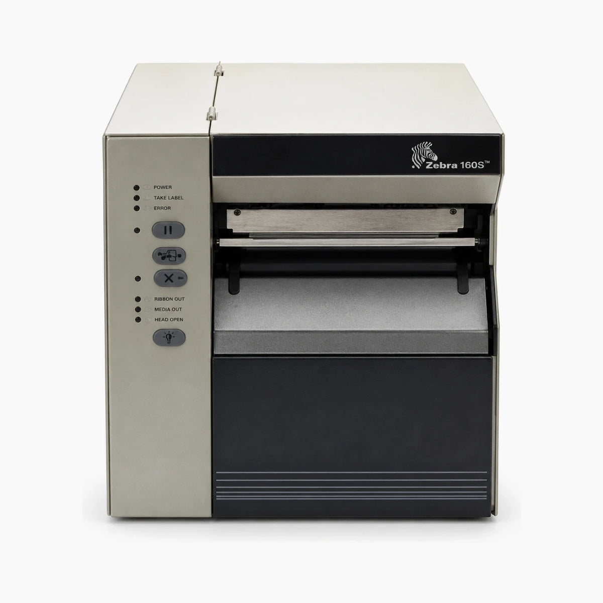 Zebra 160S industrial thermal label printer – front view