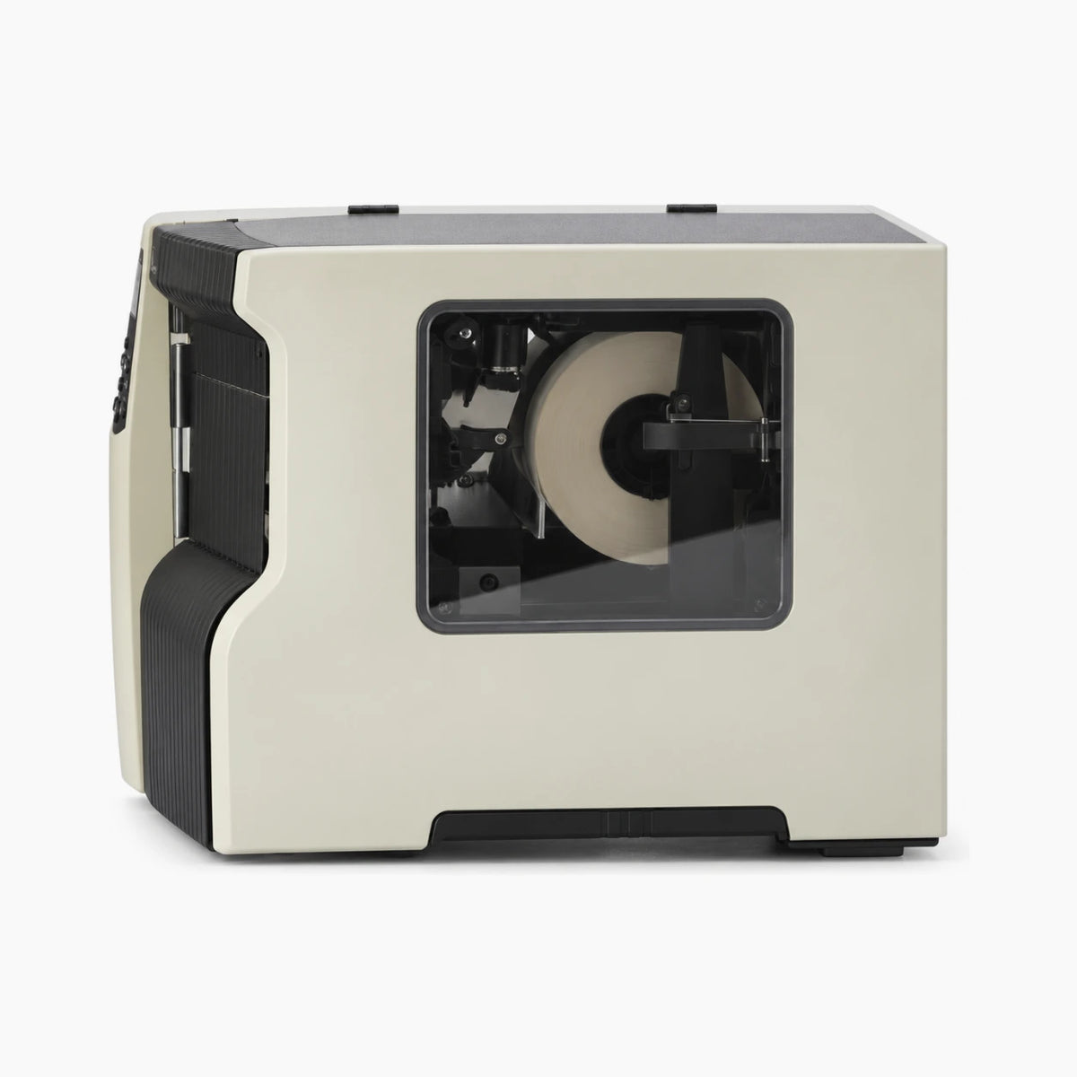 Zebra 220Xi4 industrial thermal label printer, side view