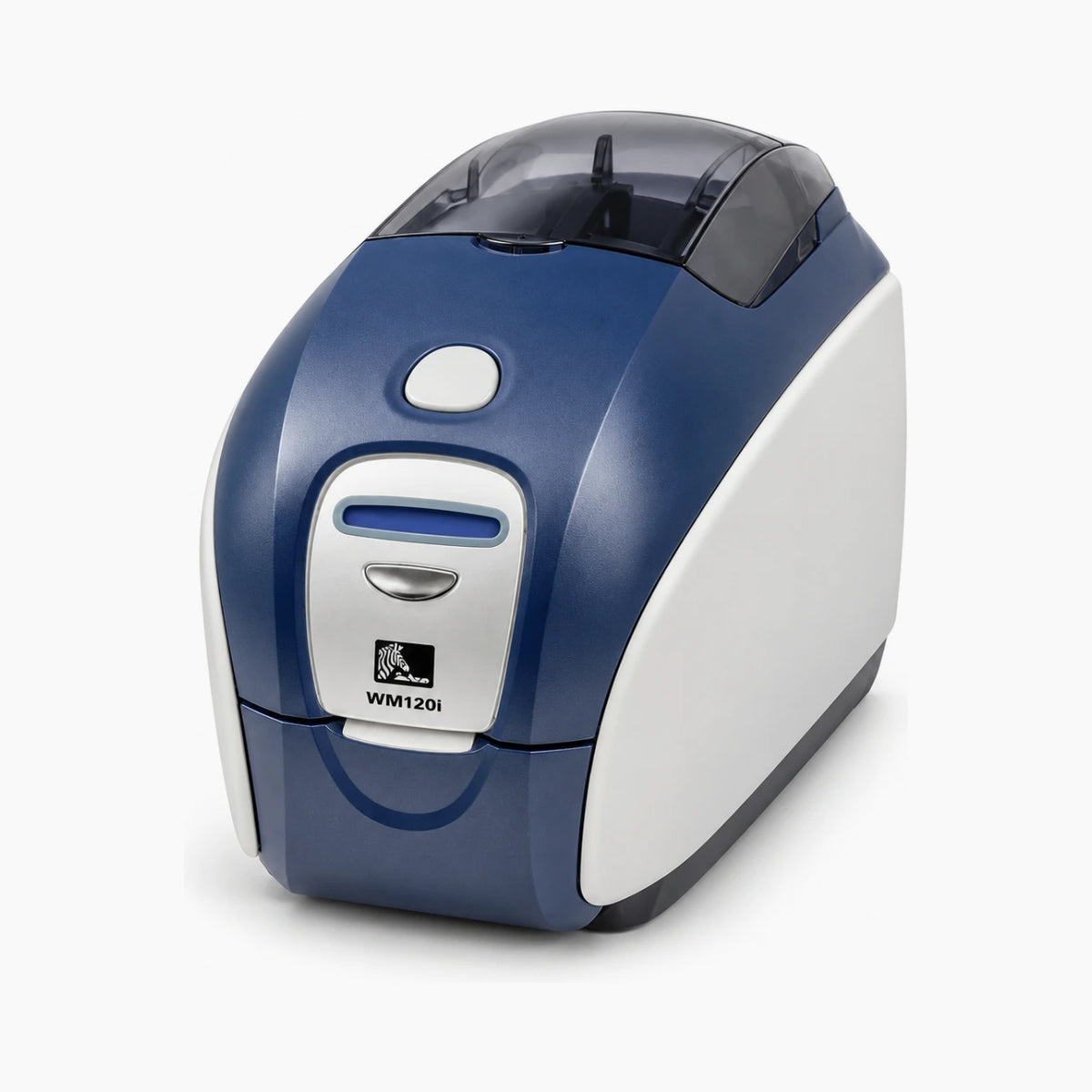 Zebra P120i card printer, angled view