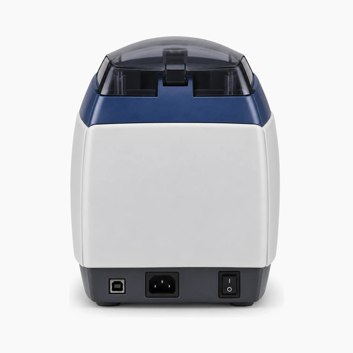 Zebra P120i card printer, rear view