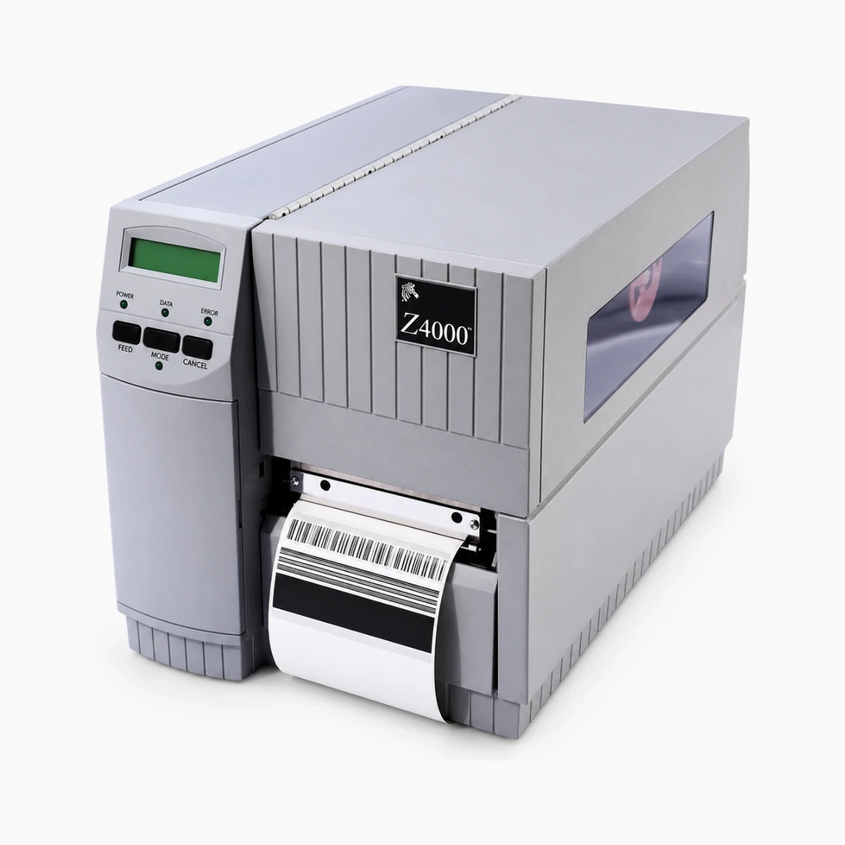 Zebra Z4000 industrial thermal label printer – angled view