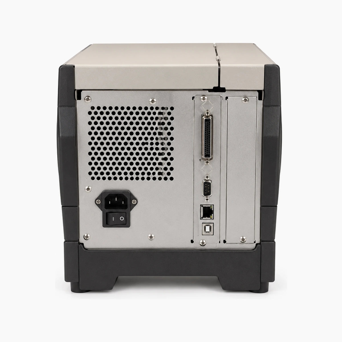 Zebra Z4M Plus thermal label printer, rear view