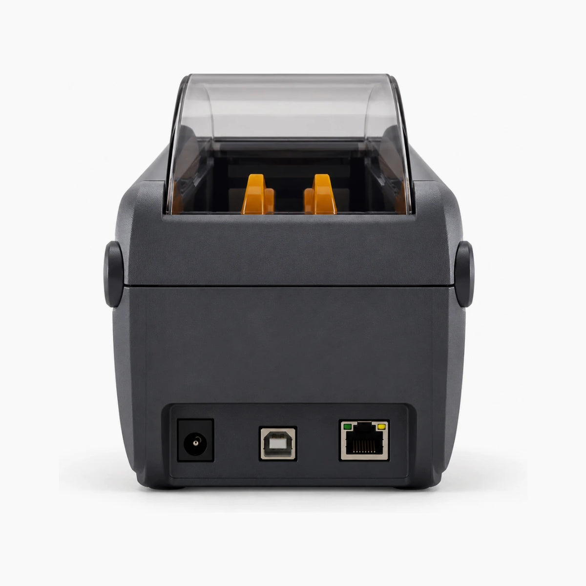 Zebra ZD410 thermal label printer, rear view