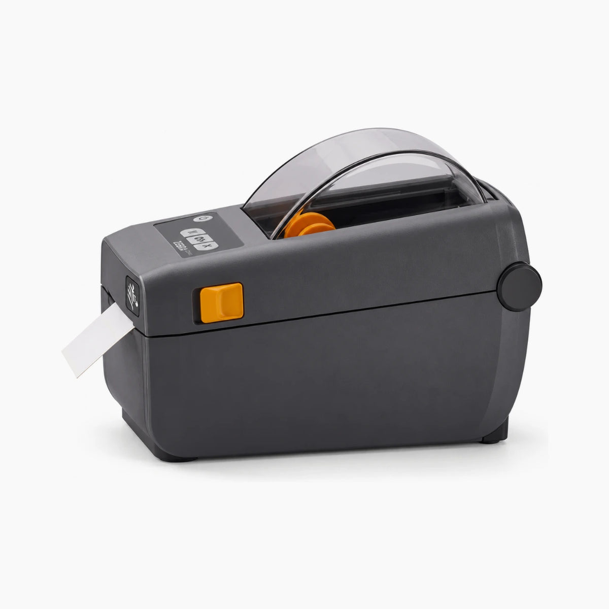 Zebra ZD410 thermal label printer, side view