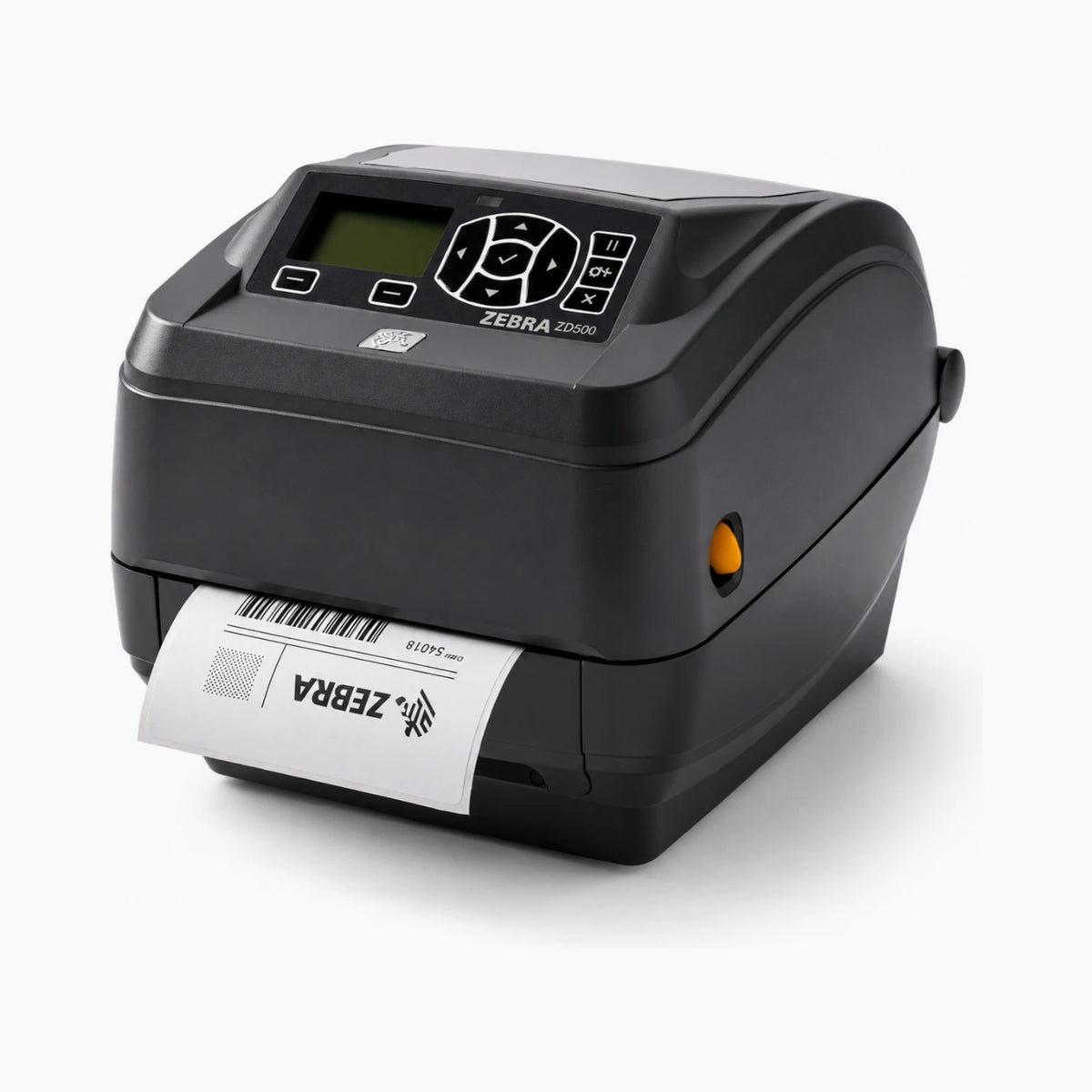 Zebra ZD500 thermal transfer label printer, angled view