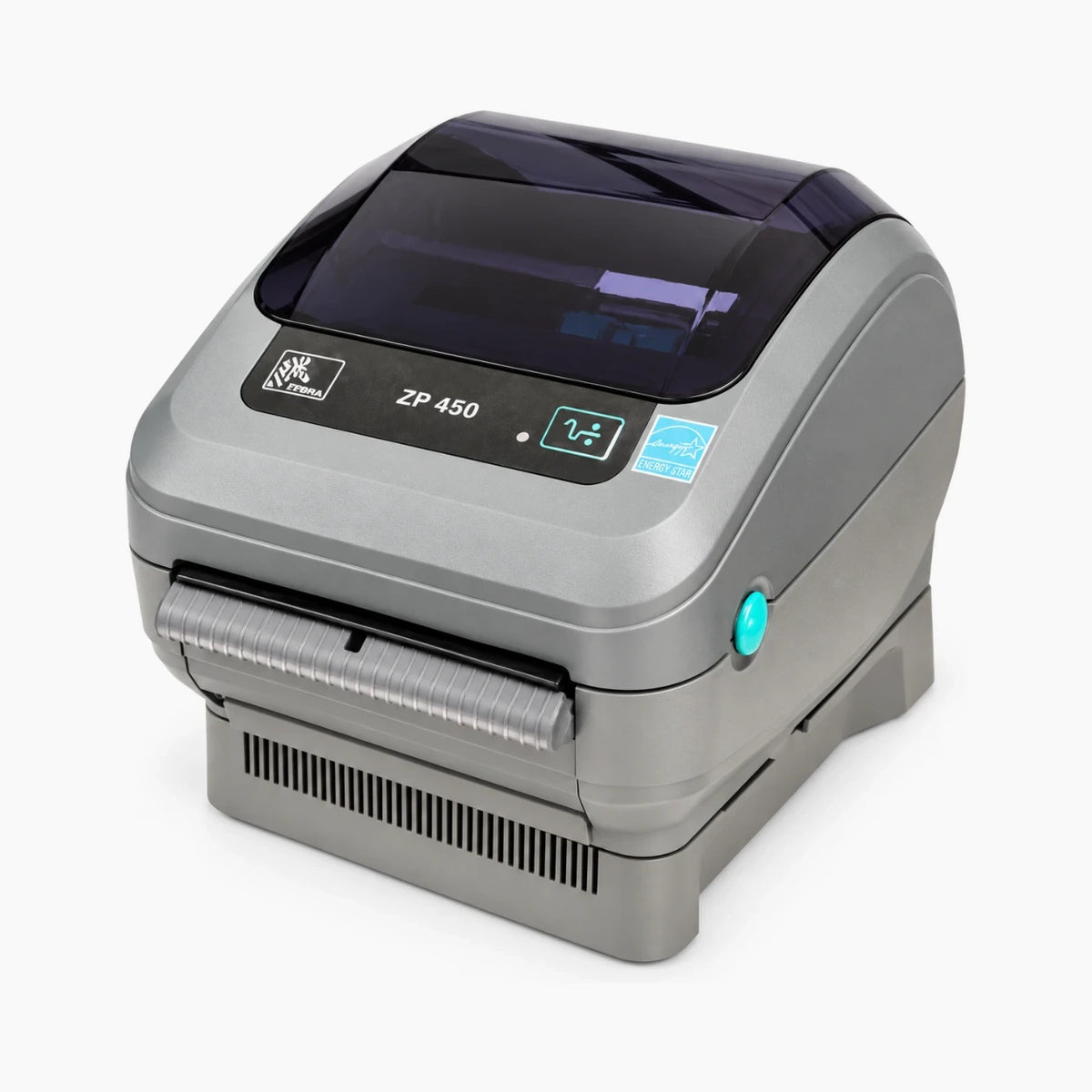 NETWORK PRO Zebra ZP450 shipping label printer, angled three-quarter view