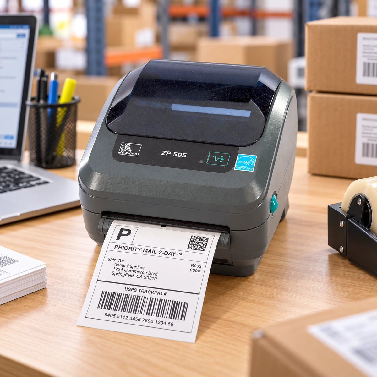 Zebra ZP-505 FedEx label printer in use