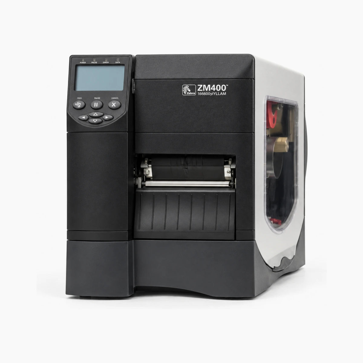 Zebra ZM400 industrial label printer front view