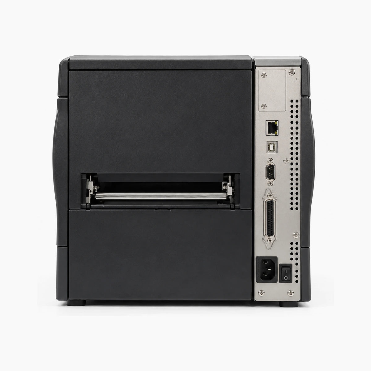 Zebra ZM400 industrial label printer rear view