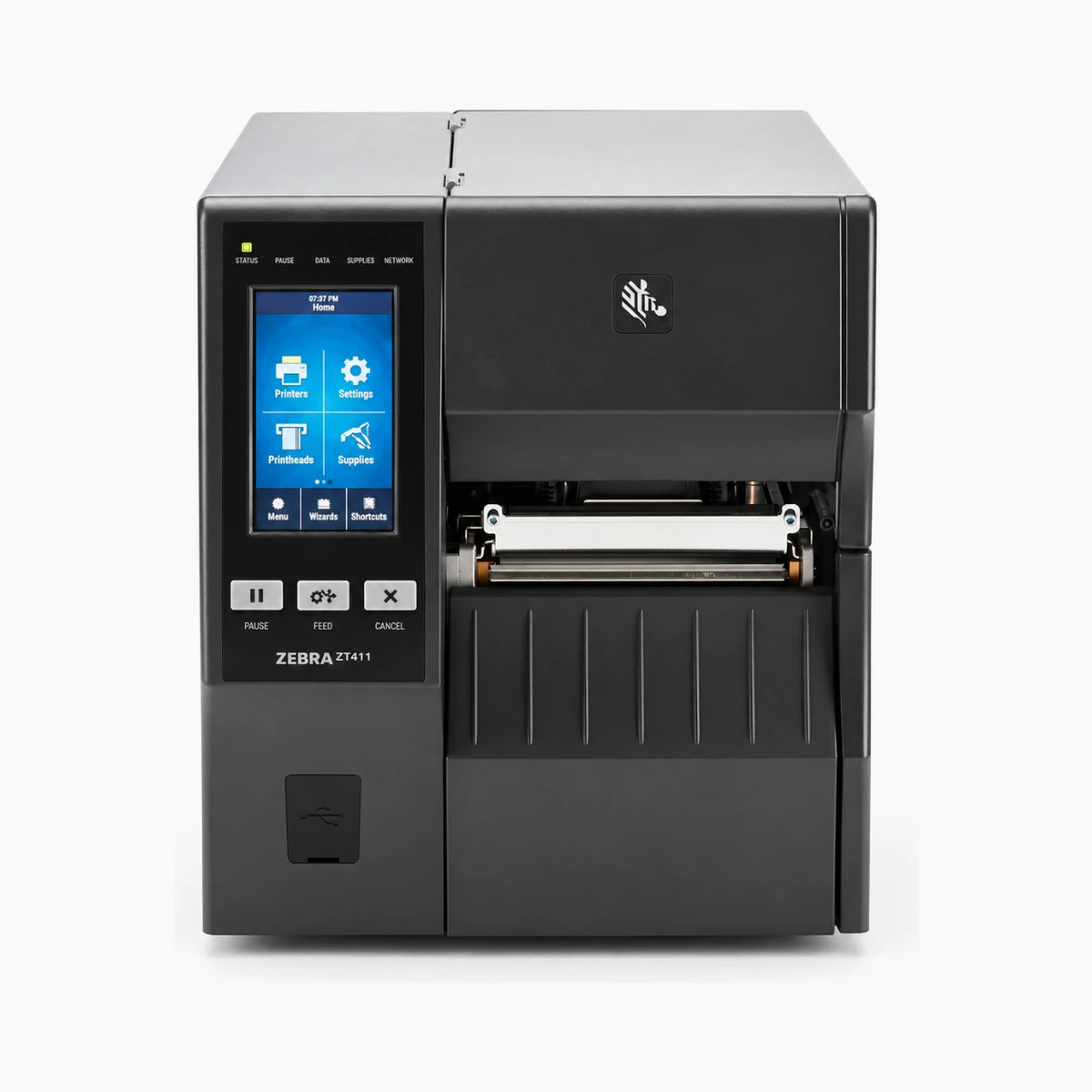 Zebra ZT411 industrial label printer front view