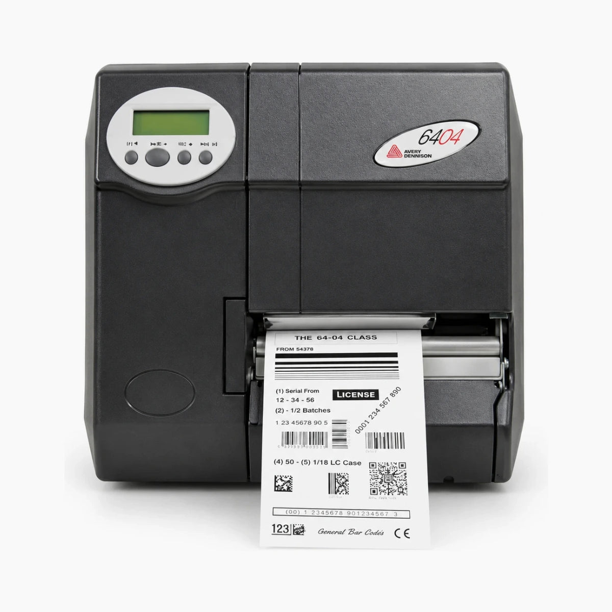Avery Dennison 64-04 industrial barcode label printer, front view