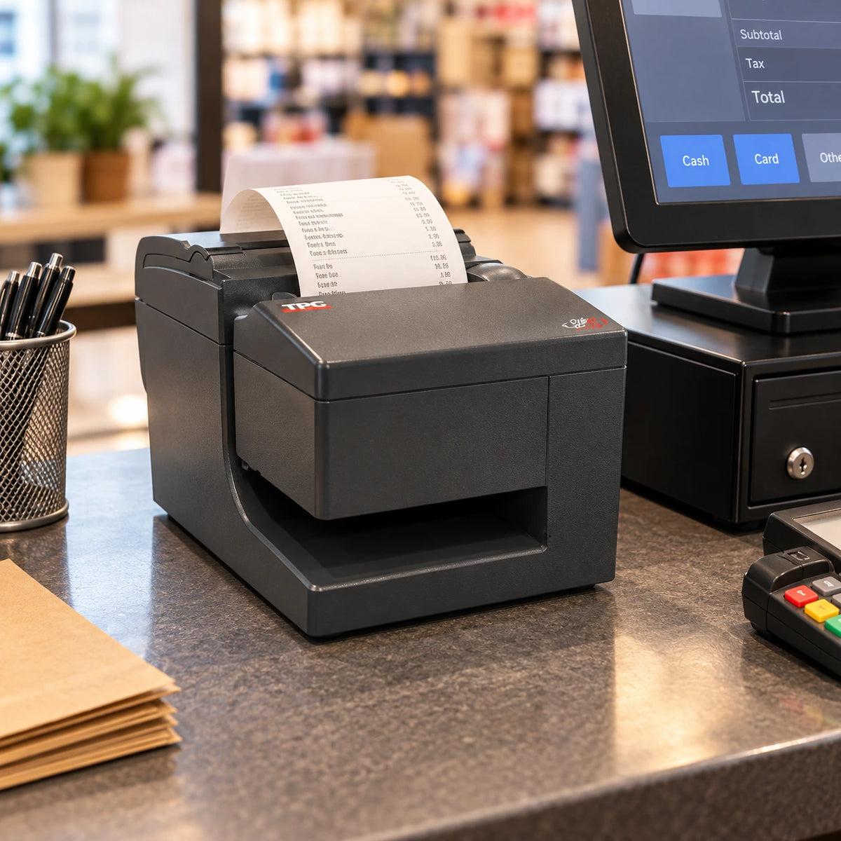 Cognitive A776 two-station receipt/slip printer in use
