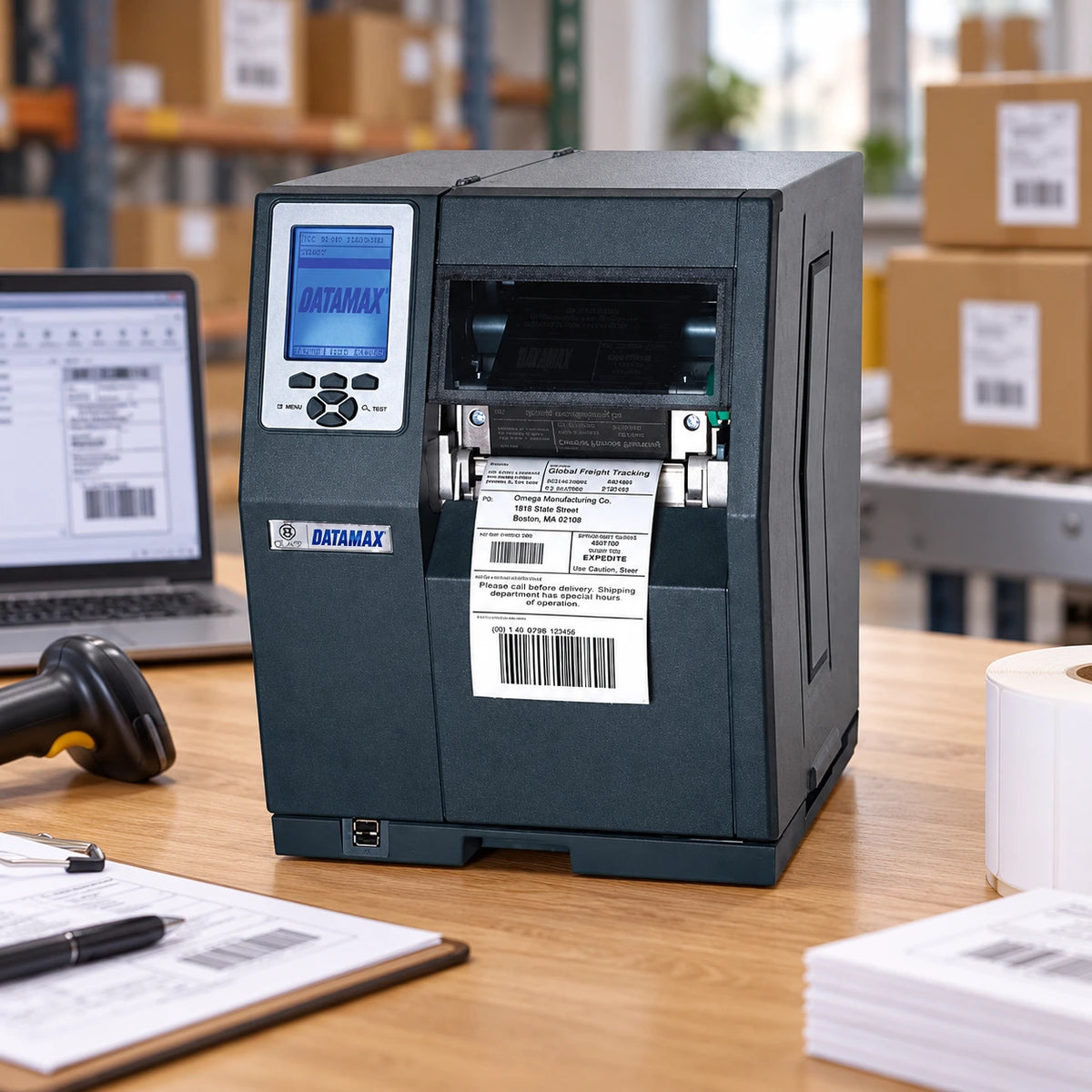 Datamax H-Class H-4212 industrial label printer in use