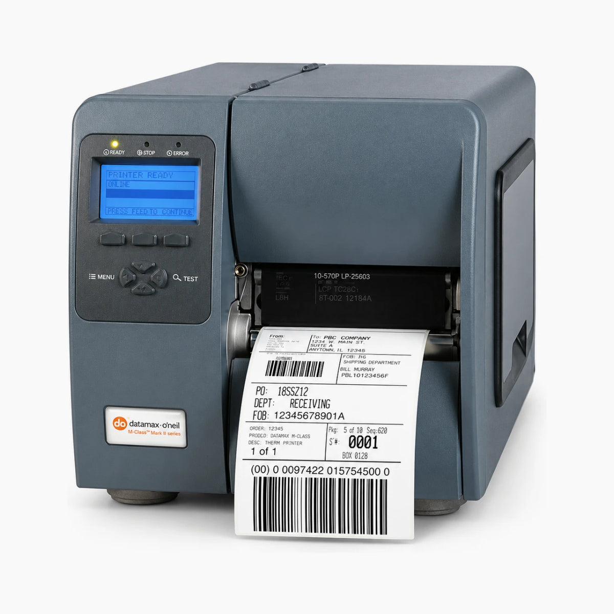 Datamax M-Class M-4210 industrial label printer, angled view