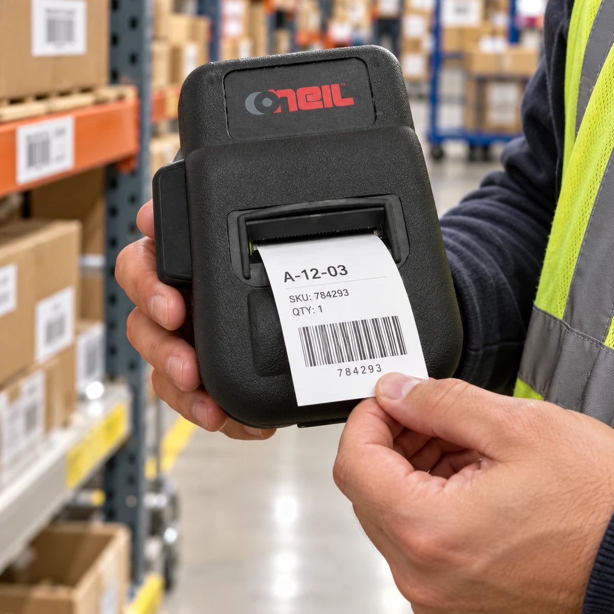 Datamax-O'Neil MicroFlash 2T mobile printer in use