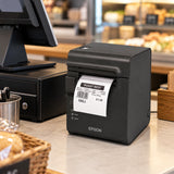 Epson TM-L90 thermal label printer in use