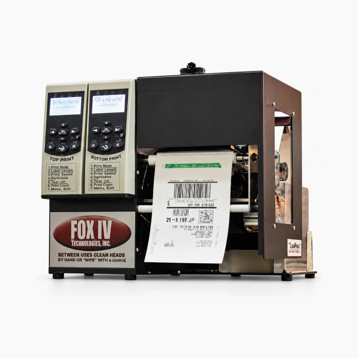 Fox IV TwinPrint packing slip and shipping label printer, front view