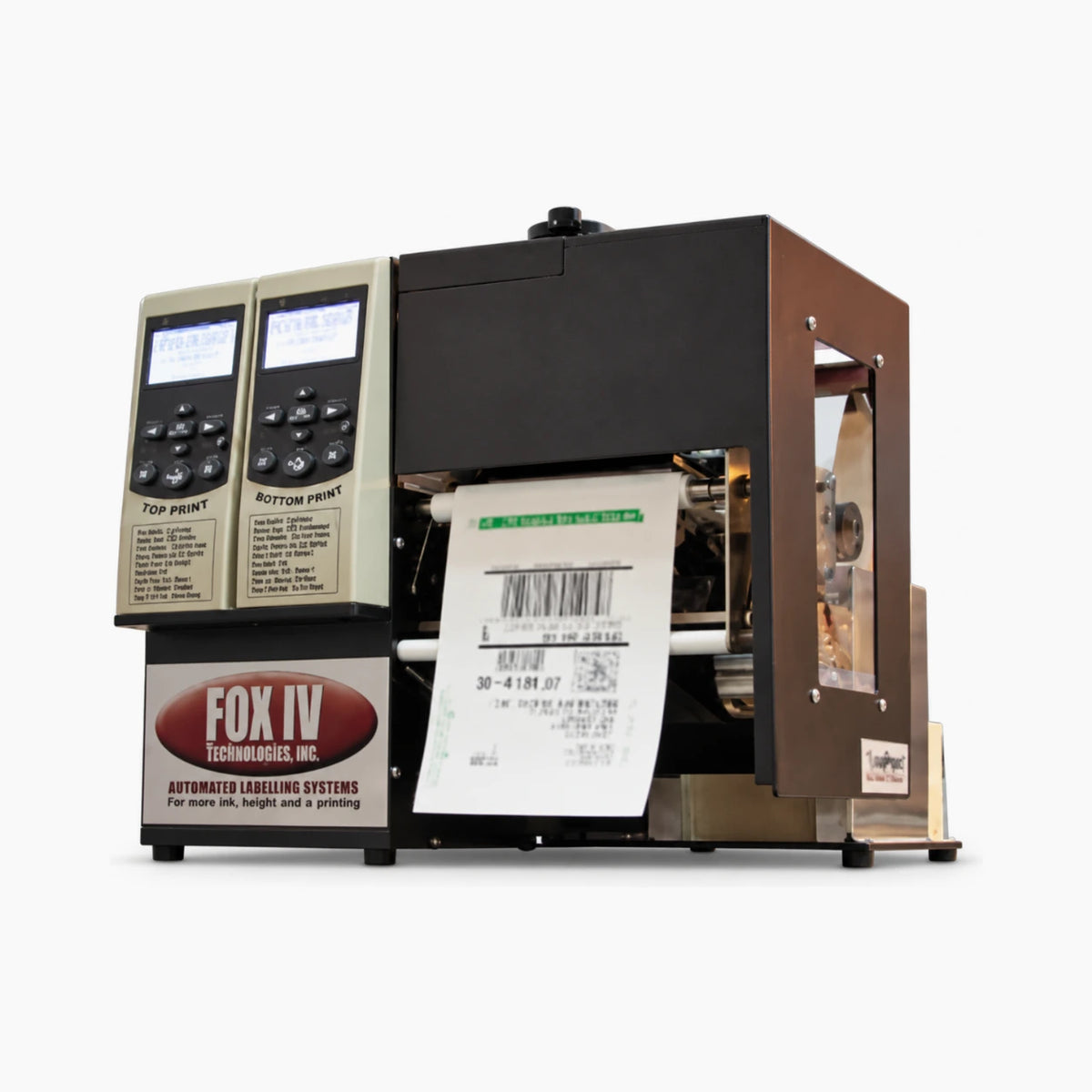 Fox IV TwinPrint packing slip and shipping label printer, side view