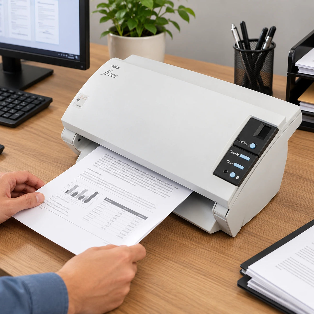 Fujitsu fi-5120C scanner in use