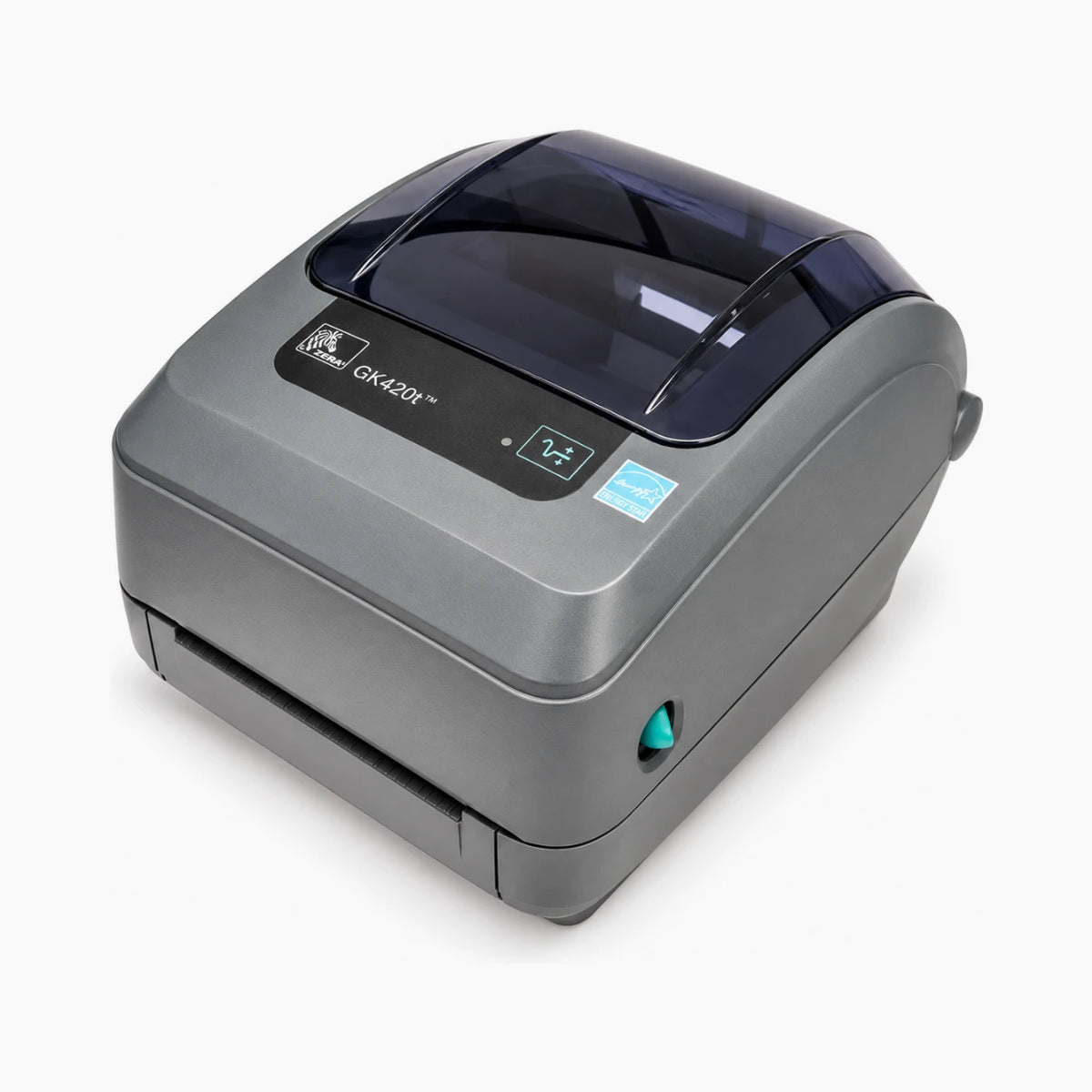 Zebra GK420T thermal transfer label printer angled view