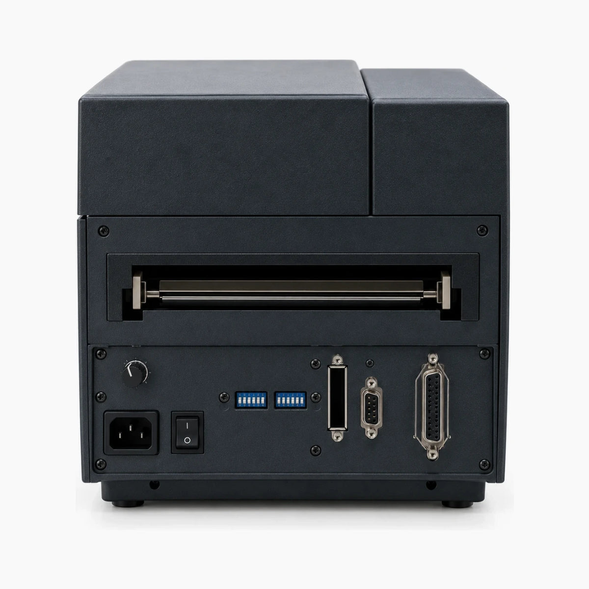 Intermec 3400E EasyCoder thermal barcode label printer, rear view with ports