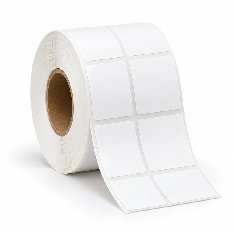 Roll of 1.15 x 1 inch 2-up paper labels