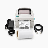 PRO Zebra LP2844 kit: printer, power adapter, USB cable and label roll