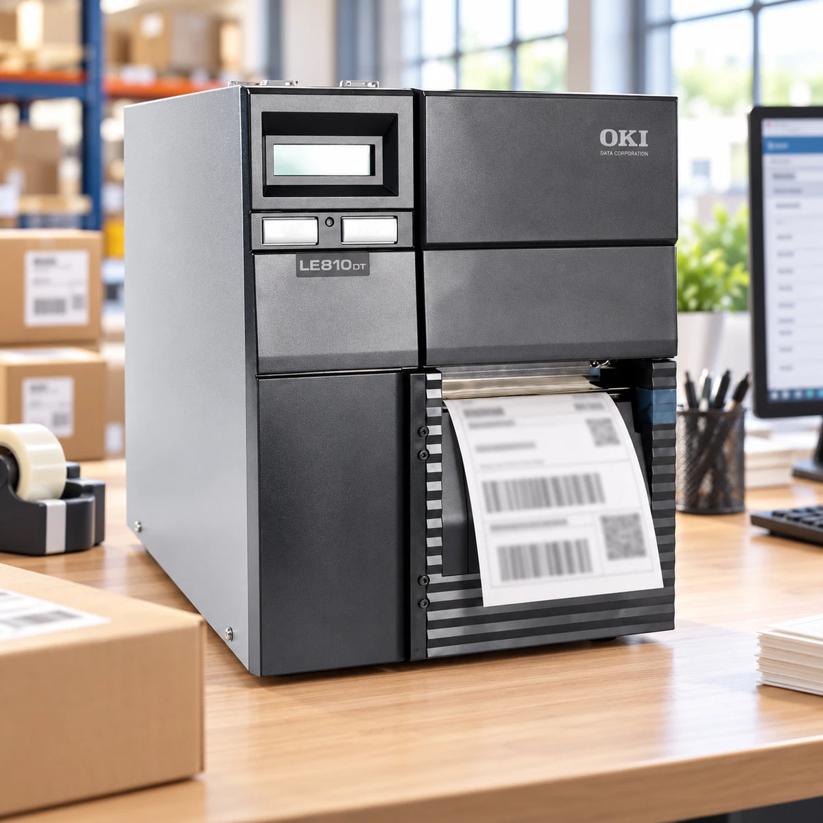 OKI LE810DU thermal printer in use