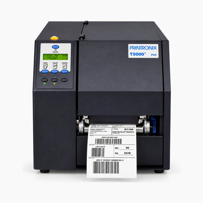 Printronix T5000 industrial thermal label printer, front view