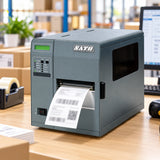 SATO M-8400RVe industrial label printer in use