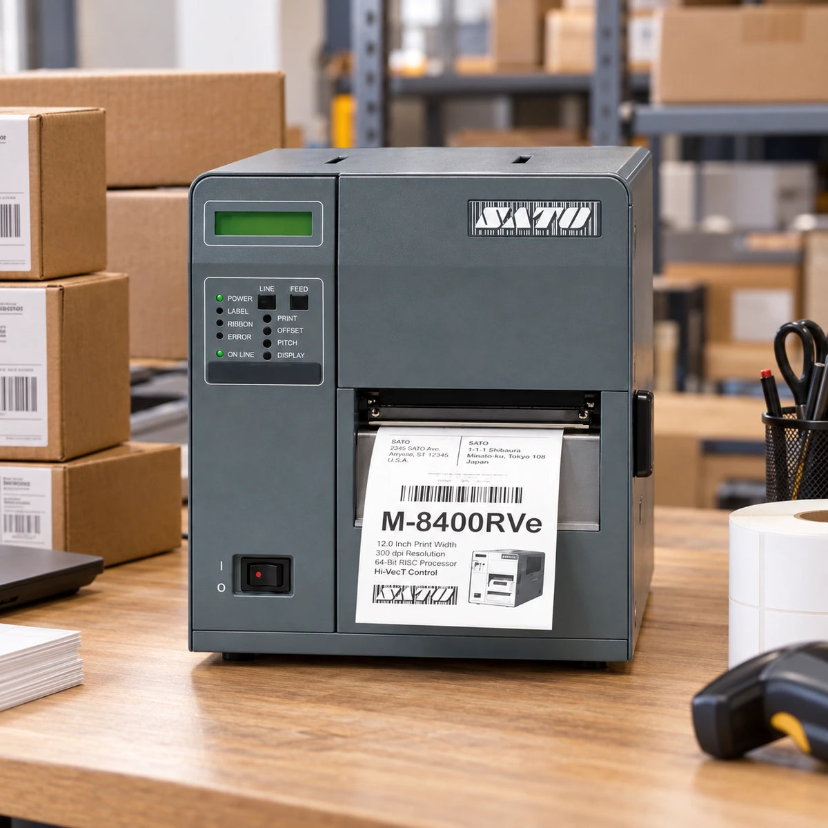 SATO M-8400RVe in use