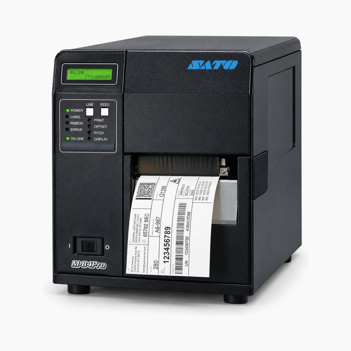SATO M84Pro 2 industrial label printer, angled view