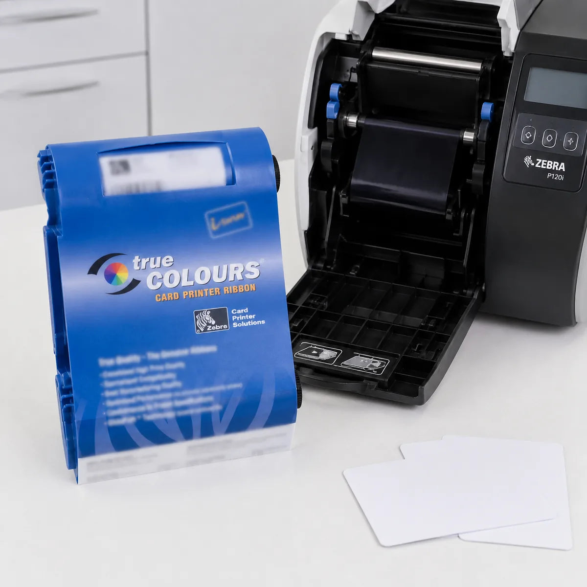 Refurbished thermal label printer on a shipping desk