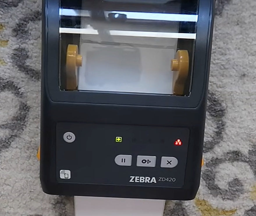 ZD420 front panel — Power, Pause, Feed, and Cancel buttons.