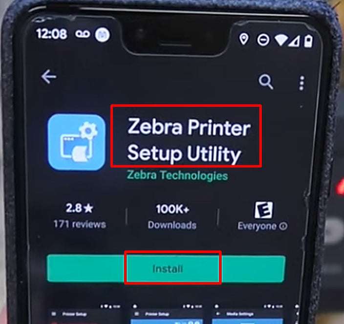 Install Zebra Printer Setup Utility from the Google Play Store.