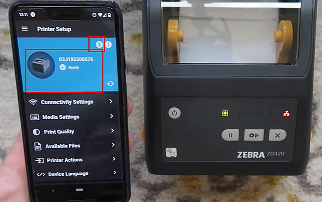 Select the discovered printer to connect over Bluetooth.