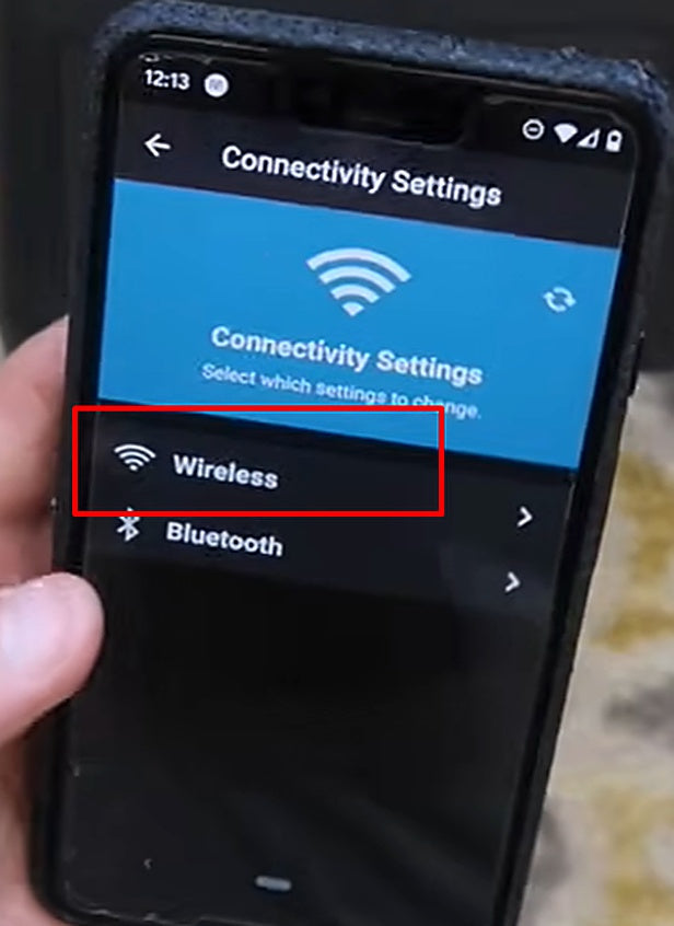 Choose Wireless to configure the Wi-Fi connection.