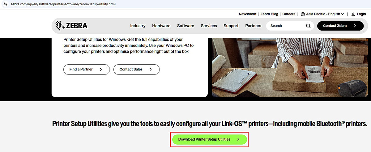 Download Printer Setup Utilities for Windows from zebra.com.