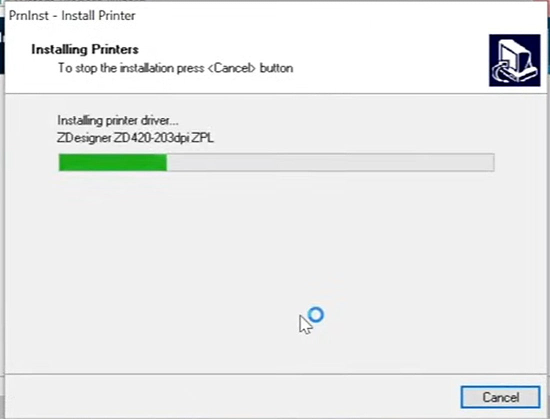 Windows installs the printer driver.
