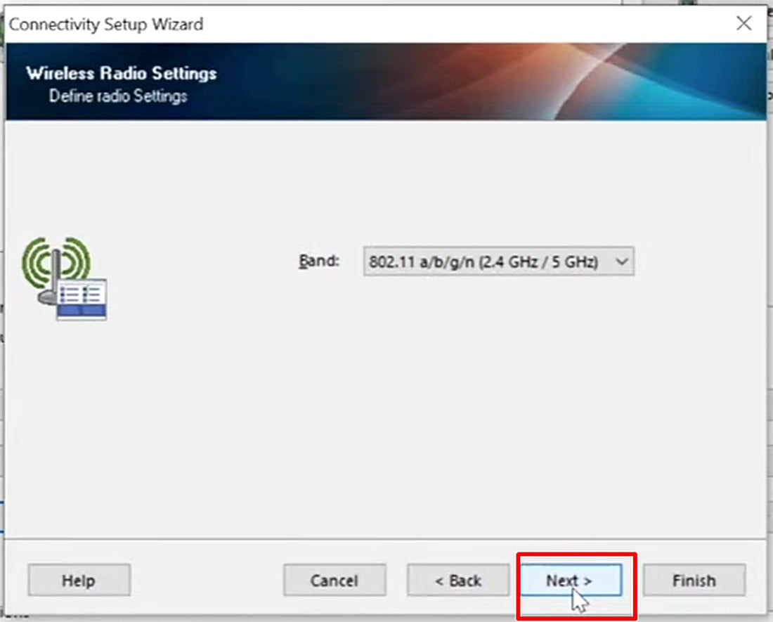 Leave Band at its default setting and click Next.