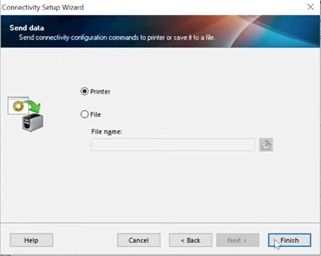 Choose Printer and click Finish to send the configuration directly to the printer.